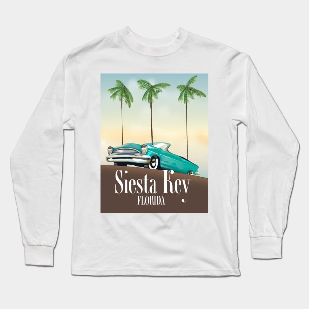 Siesta Key Florida travel poster, Long Sleeve T-Shirt by nickemporium1